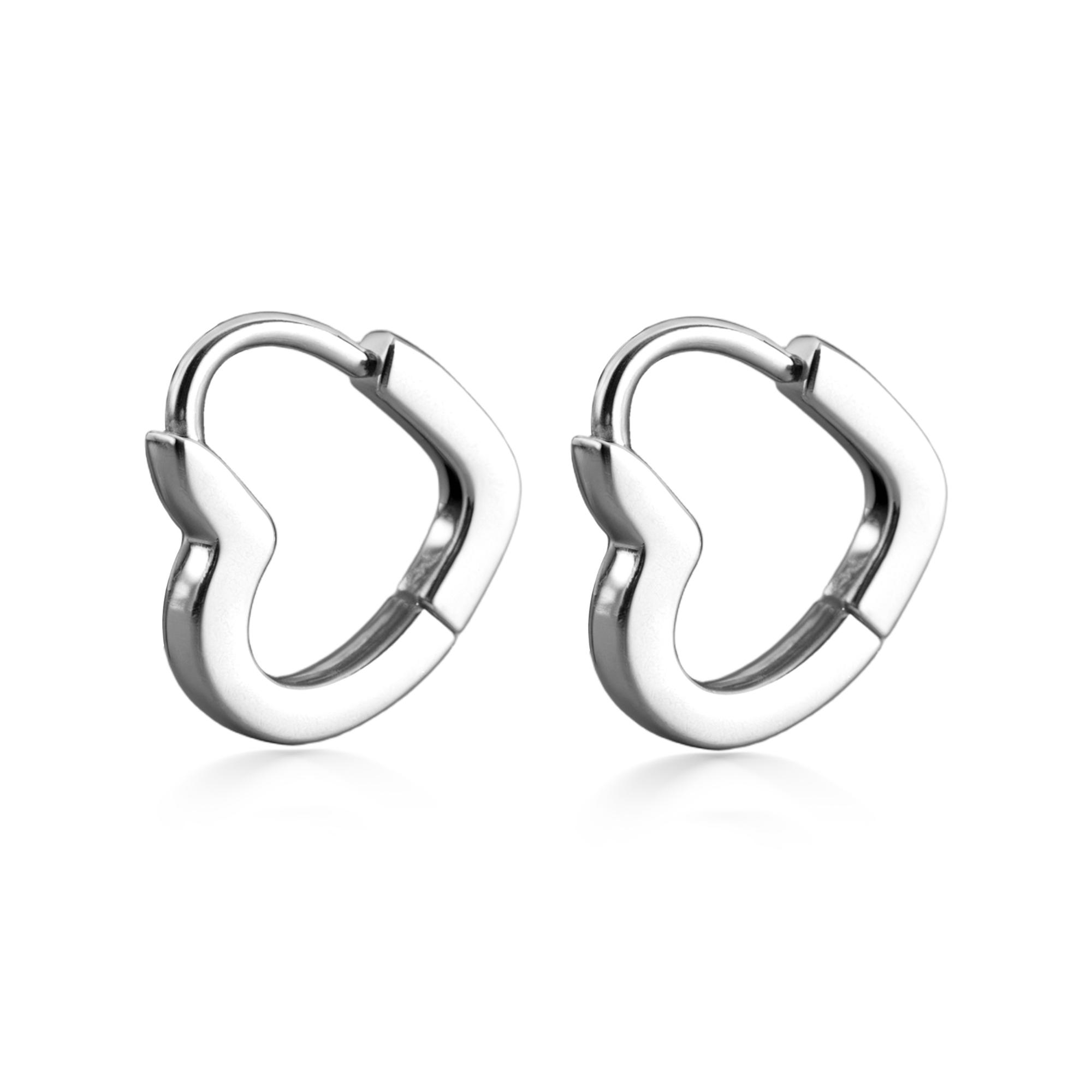 Mini Hoops Silver Heart Earrings