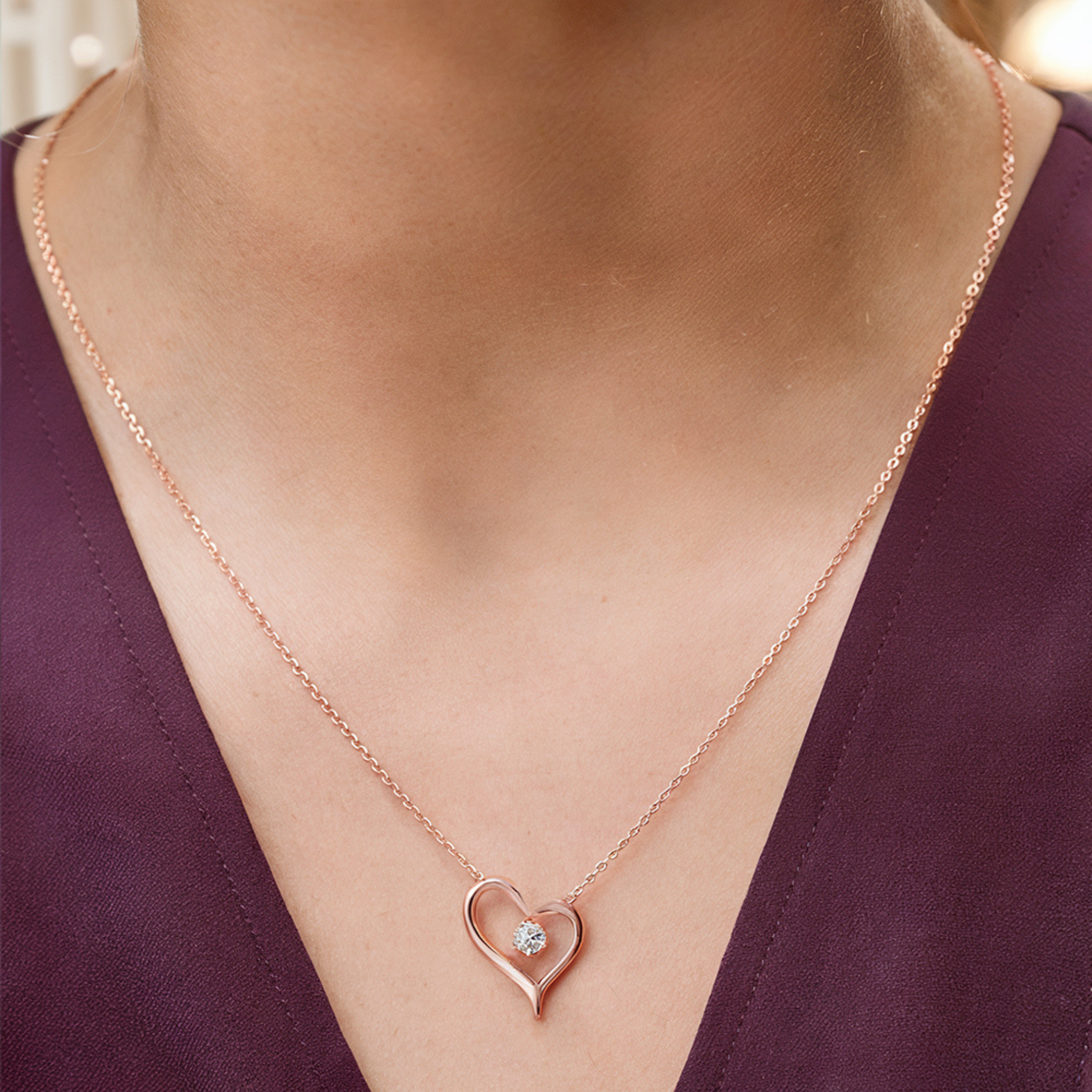 Solitaire Heart Pendant Necklace