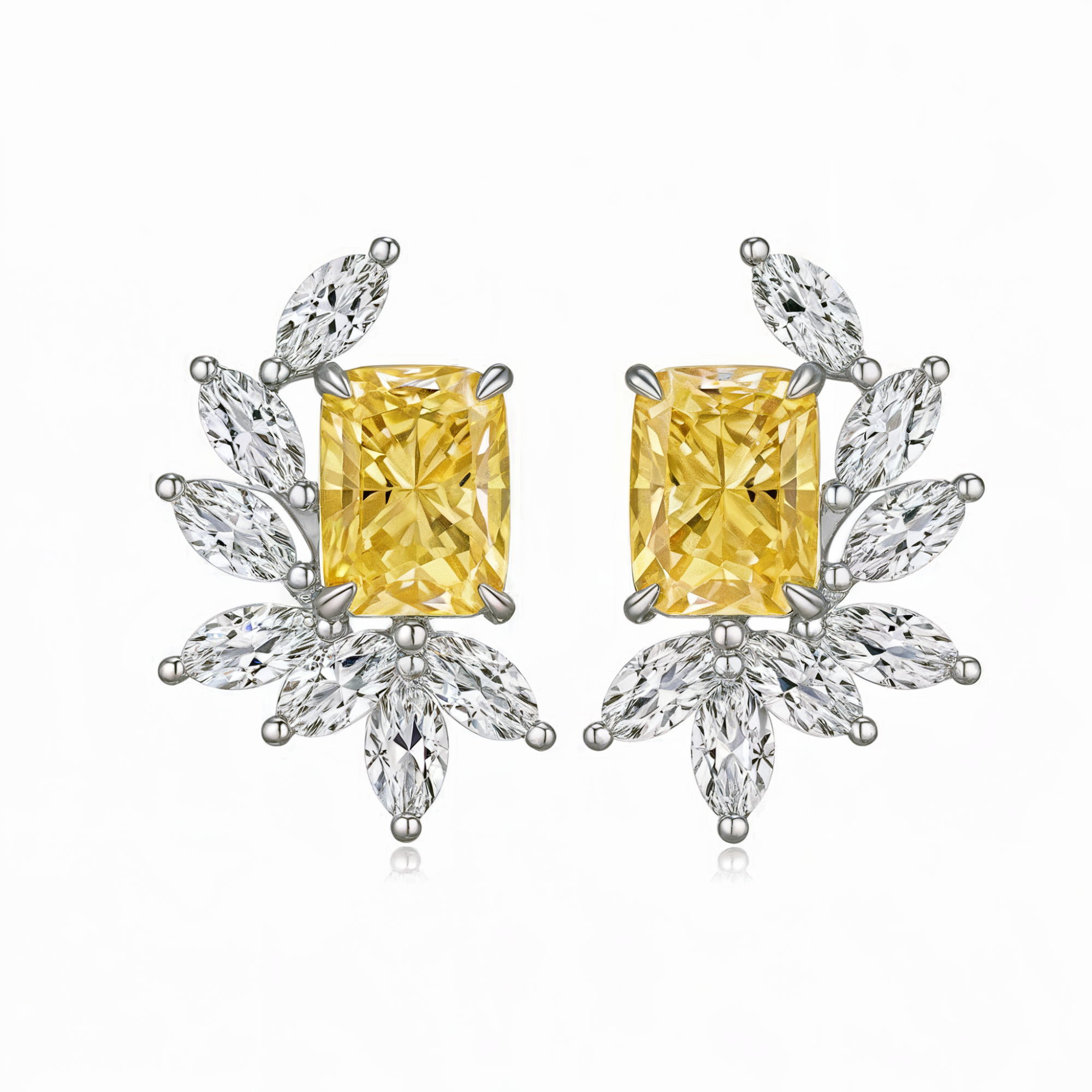 Yellow Radiant Cut Diamond Earrings