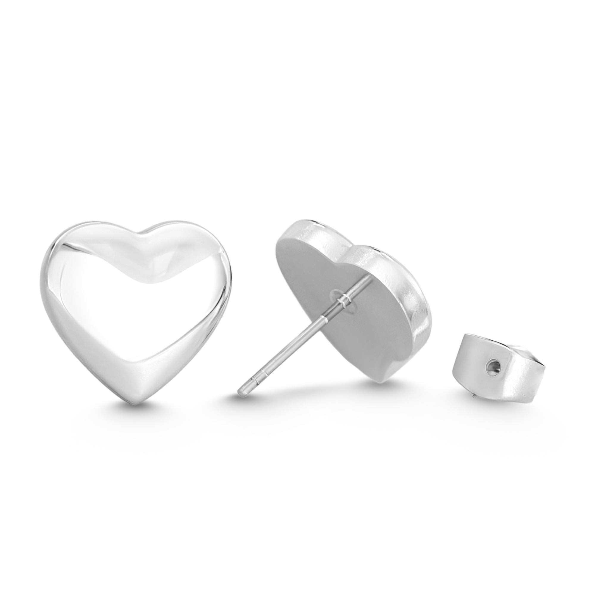 Pendientes de corazón de plata con forma de corazón