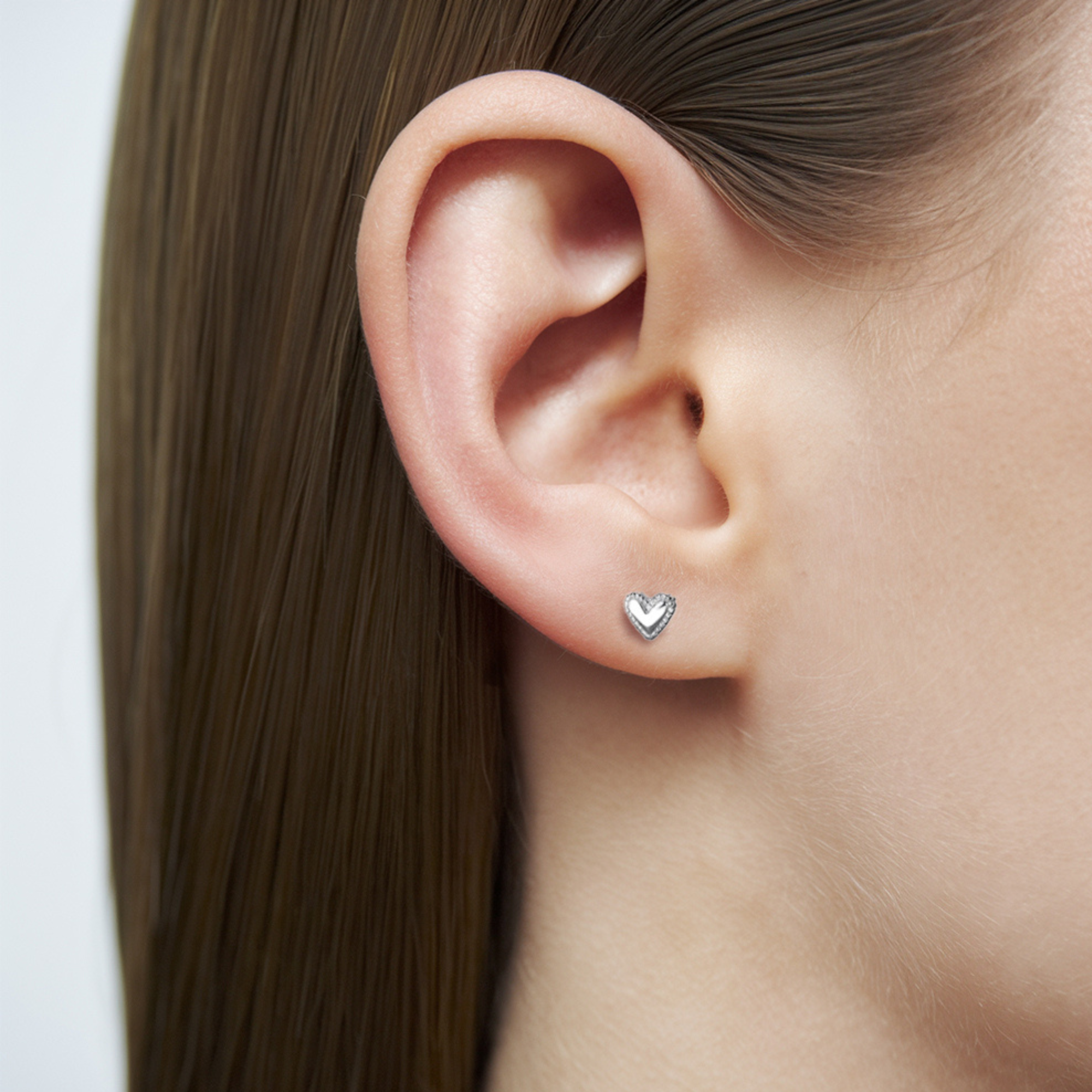 Minimalist Silver Heart Stud Earrings