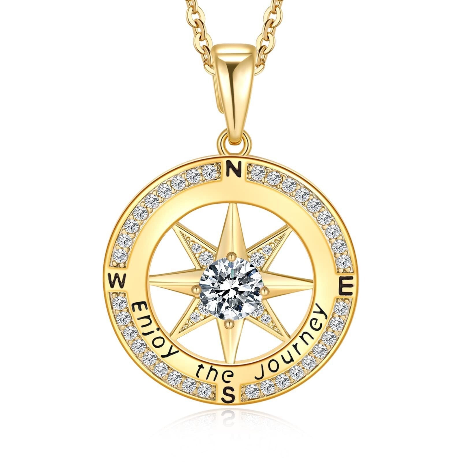 'Enjoy the journey' Compass Necklace