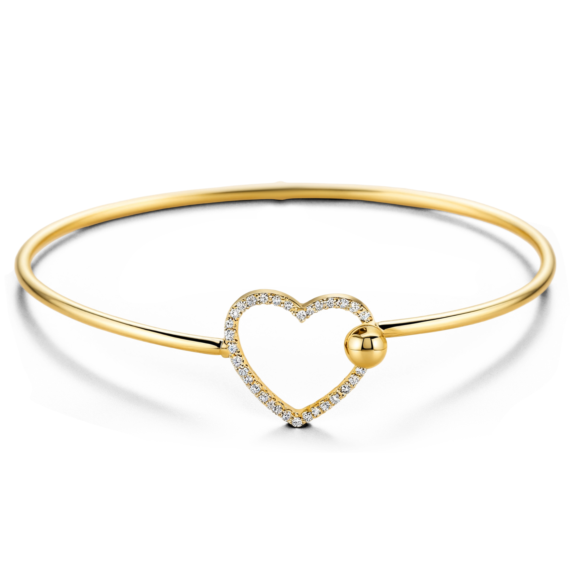 Pulsera con cierre de gancho y corazón de diamantes