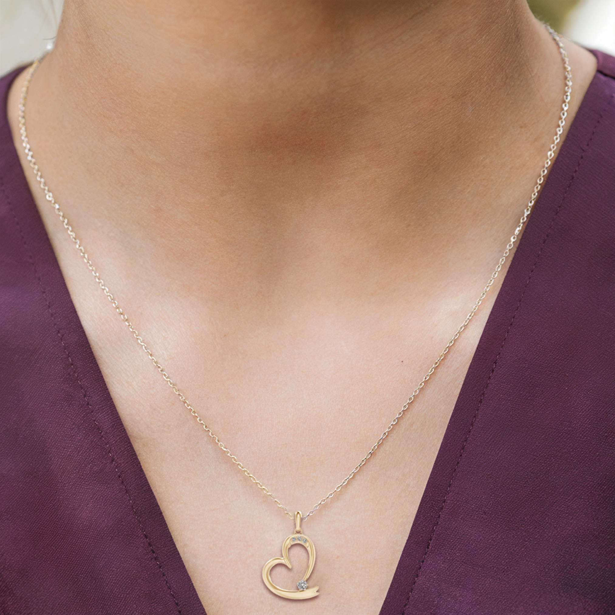 Tilted Heart Gold Necklace