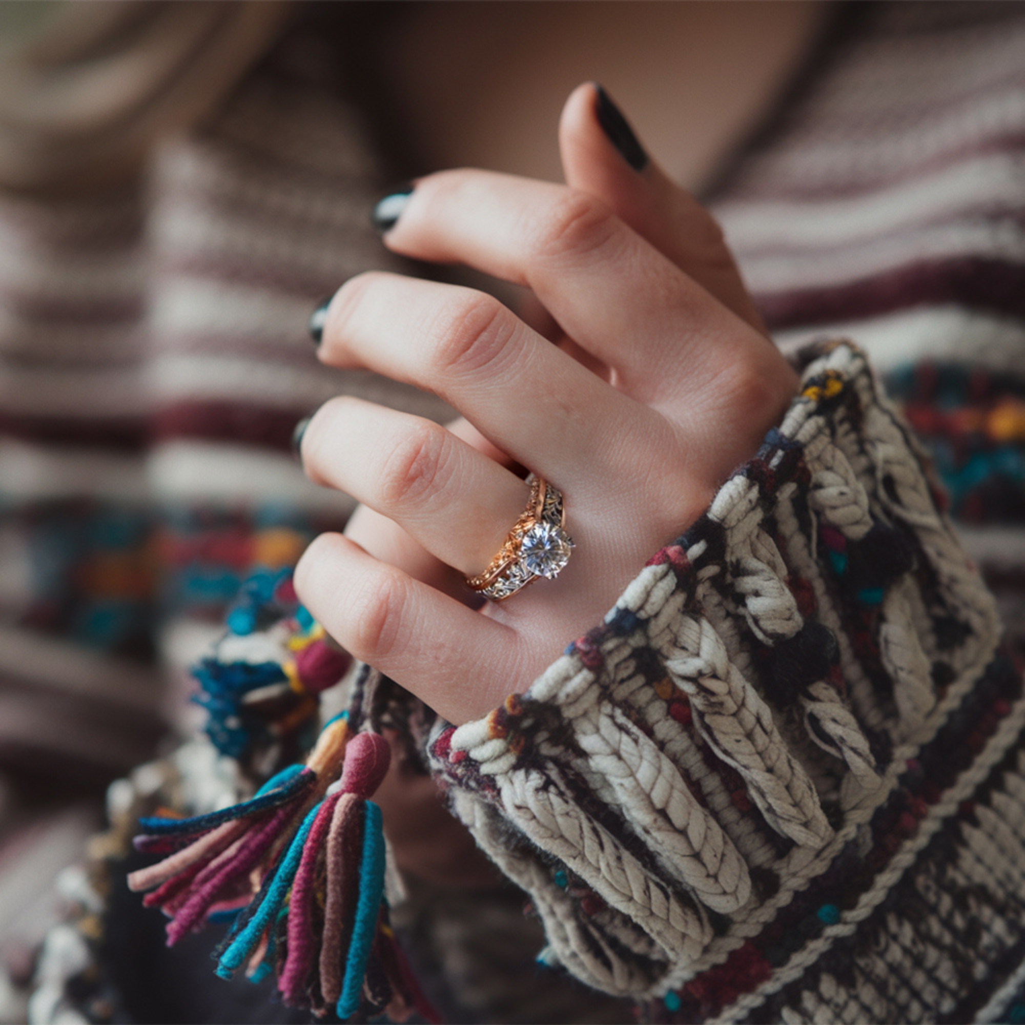 Anillo vintage de diamantes de talla redonda intrincada