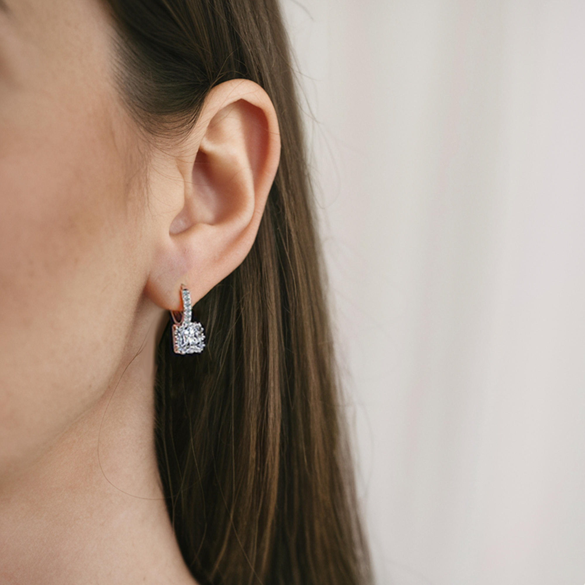 Blush Pink Cushion-Cut Drop Earrings