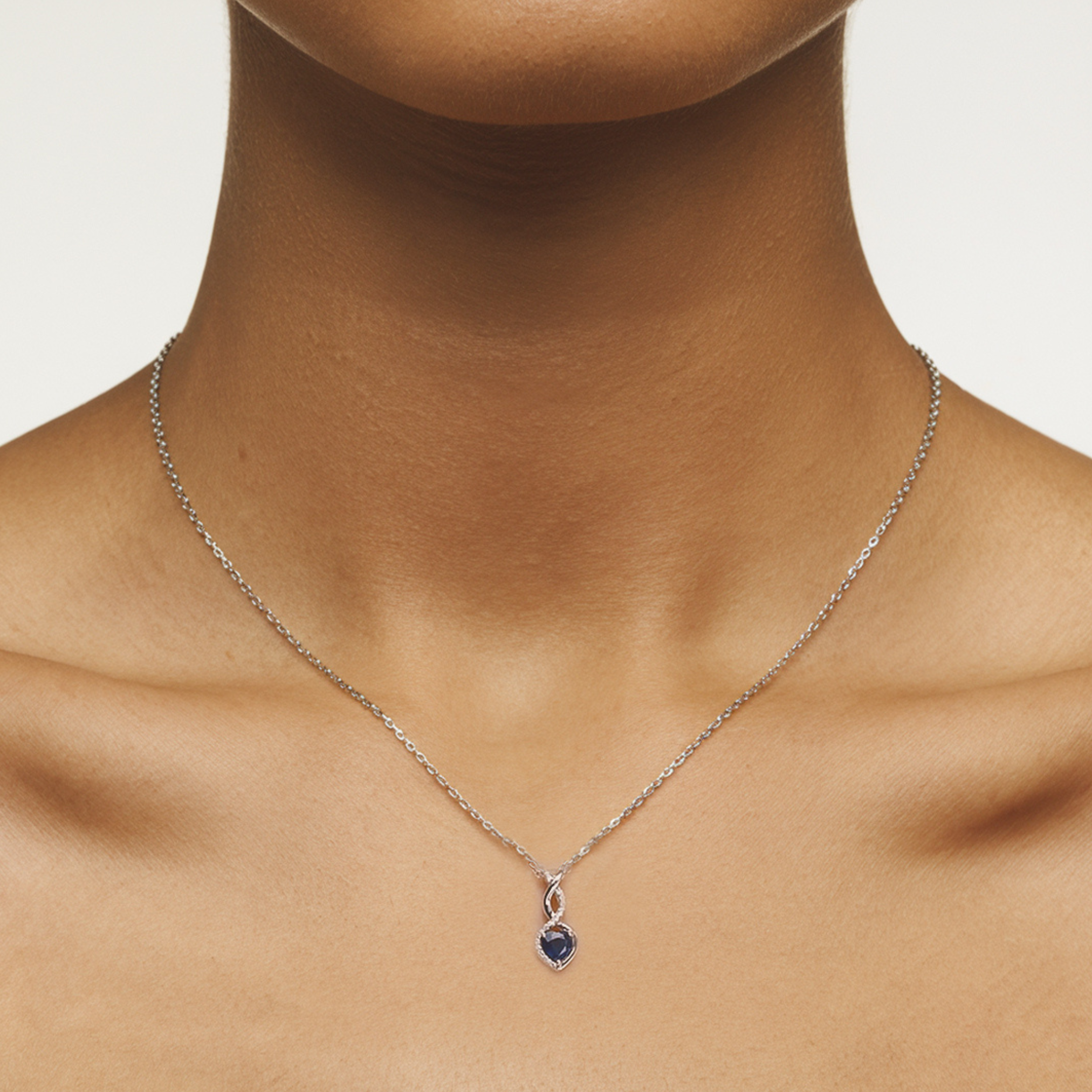 Sapphire Blue Heart Infinity Necklace