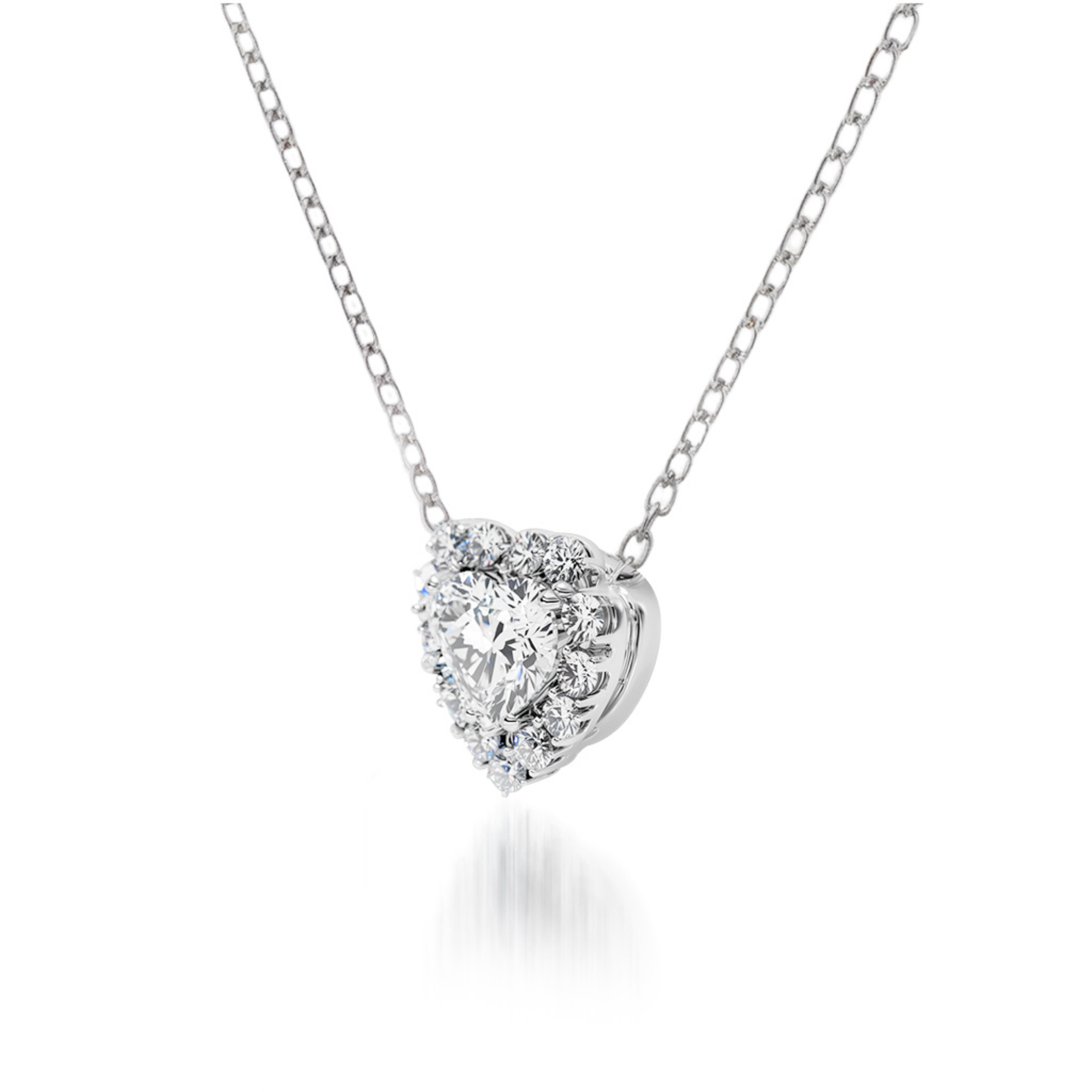 Moissanite Halo Heart Pendant Necklace