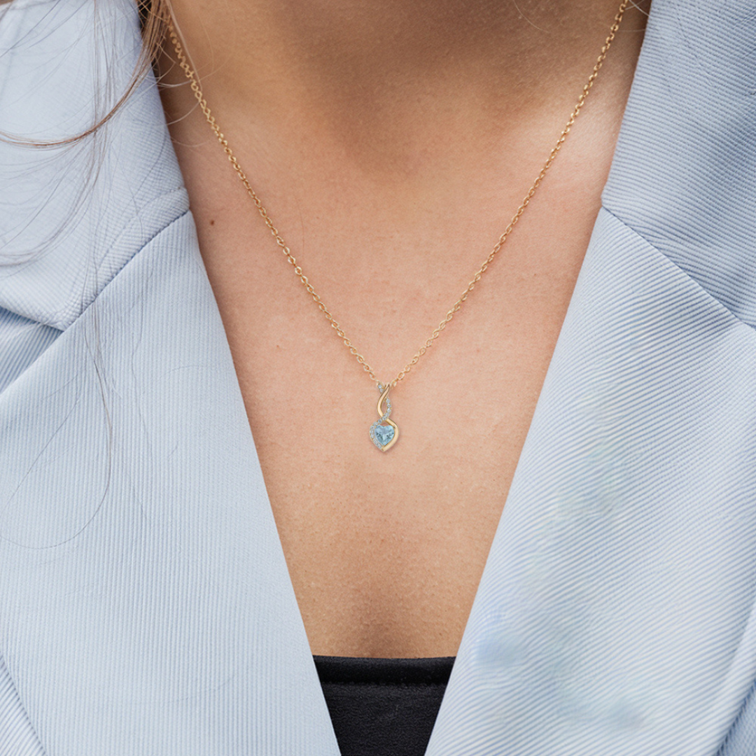 Aquamarine Infinity Heart Necklace