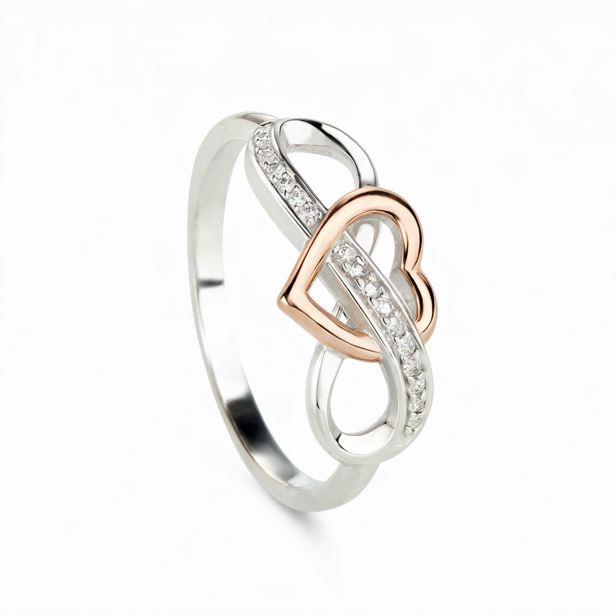 Elegante anillo de corazón infinito