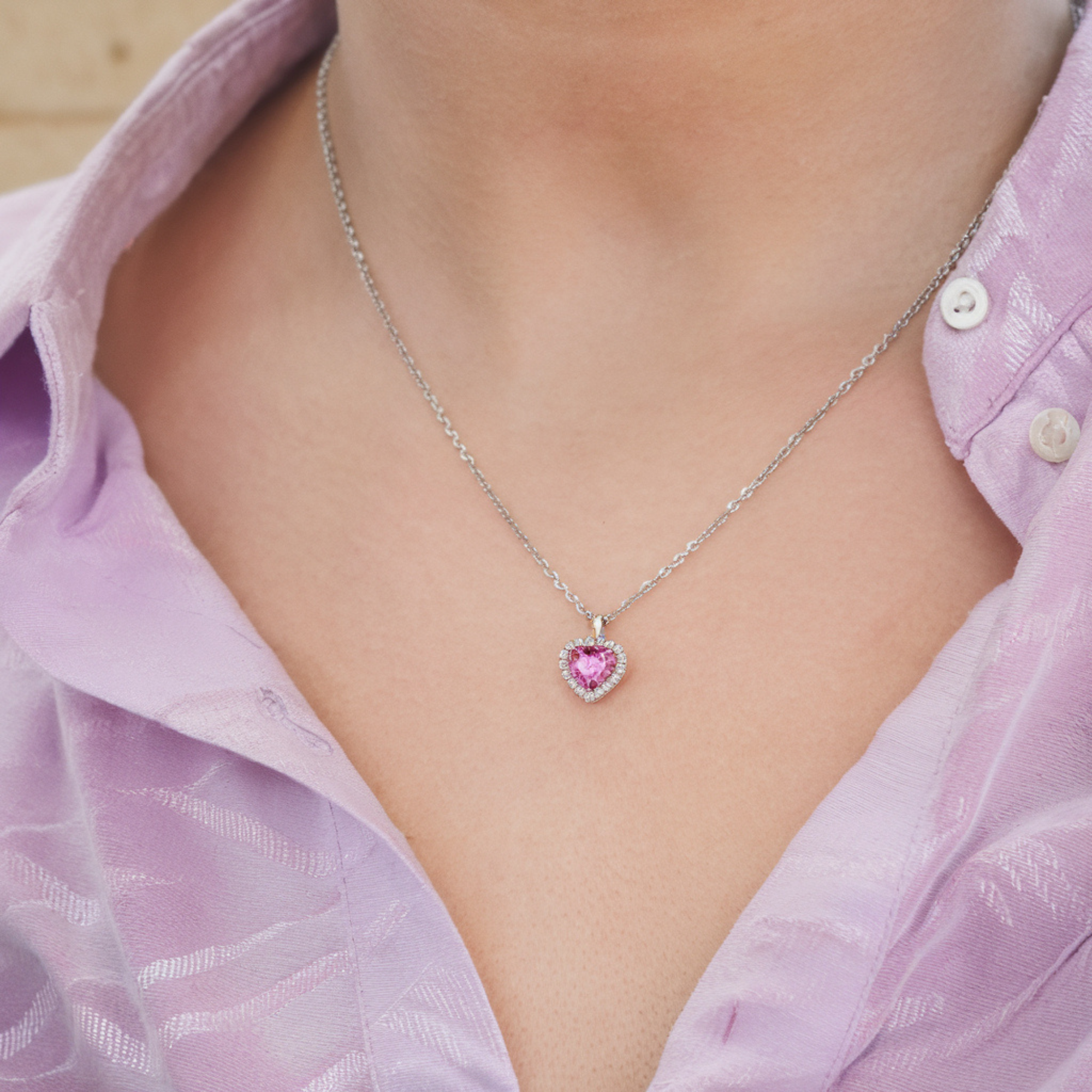 Heart Shaped Secret Halo Necklace