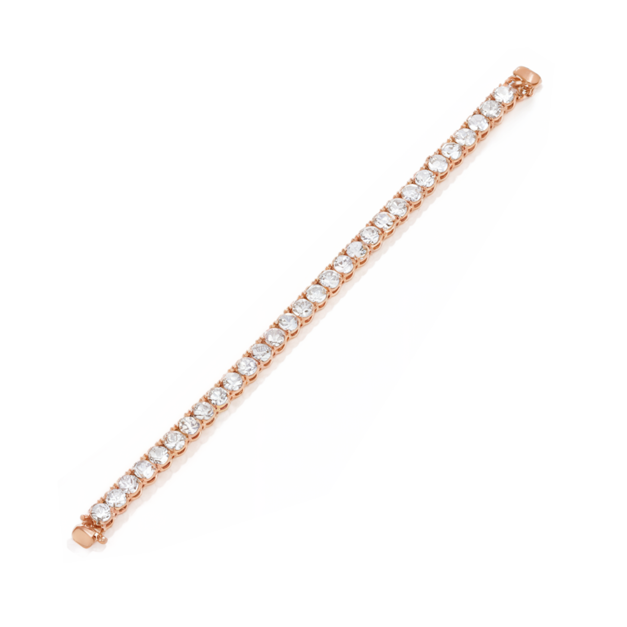 Elegante pulsera de tenis de oro rosa y moissanita