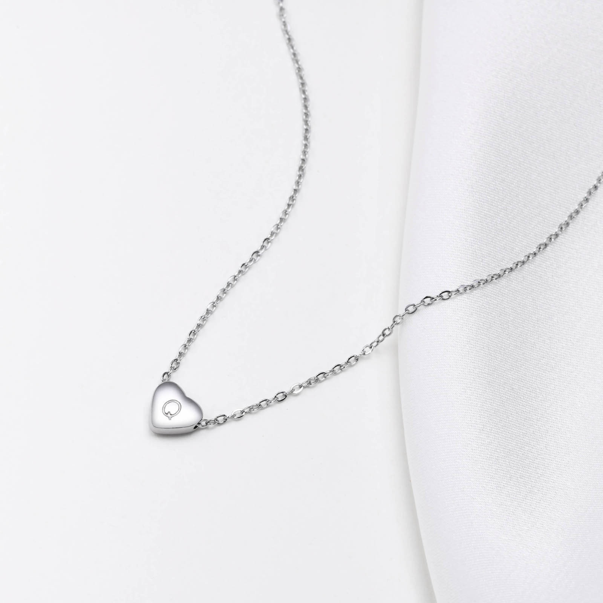 Custom Initial Mini Heart Silver Necklace