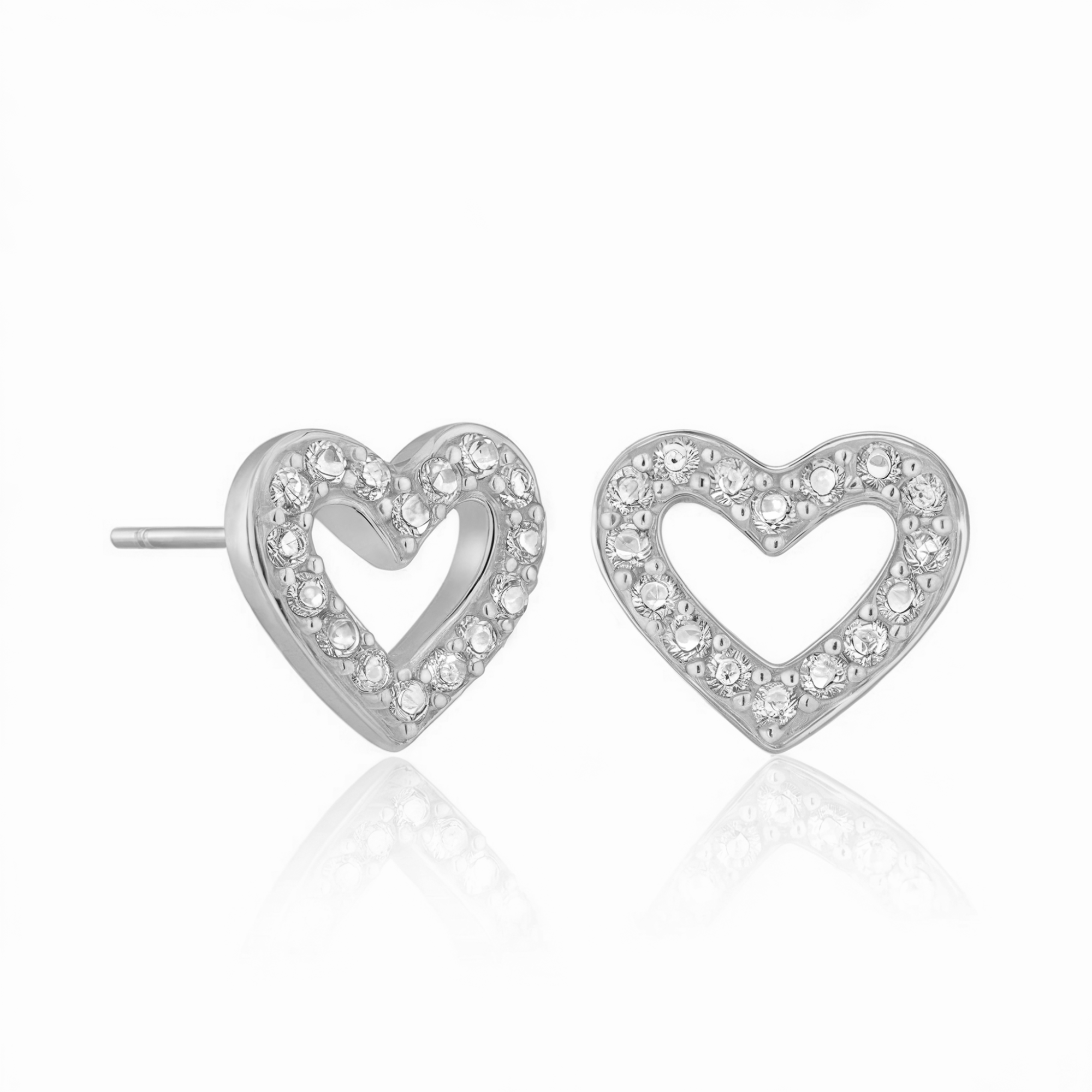 Classic Stud Heart Silver Earrings