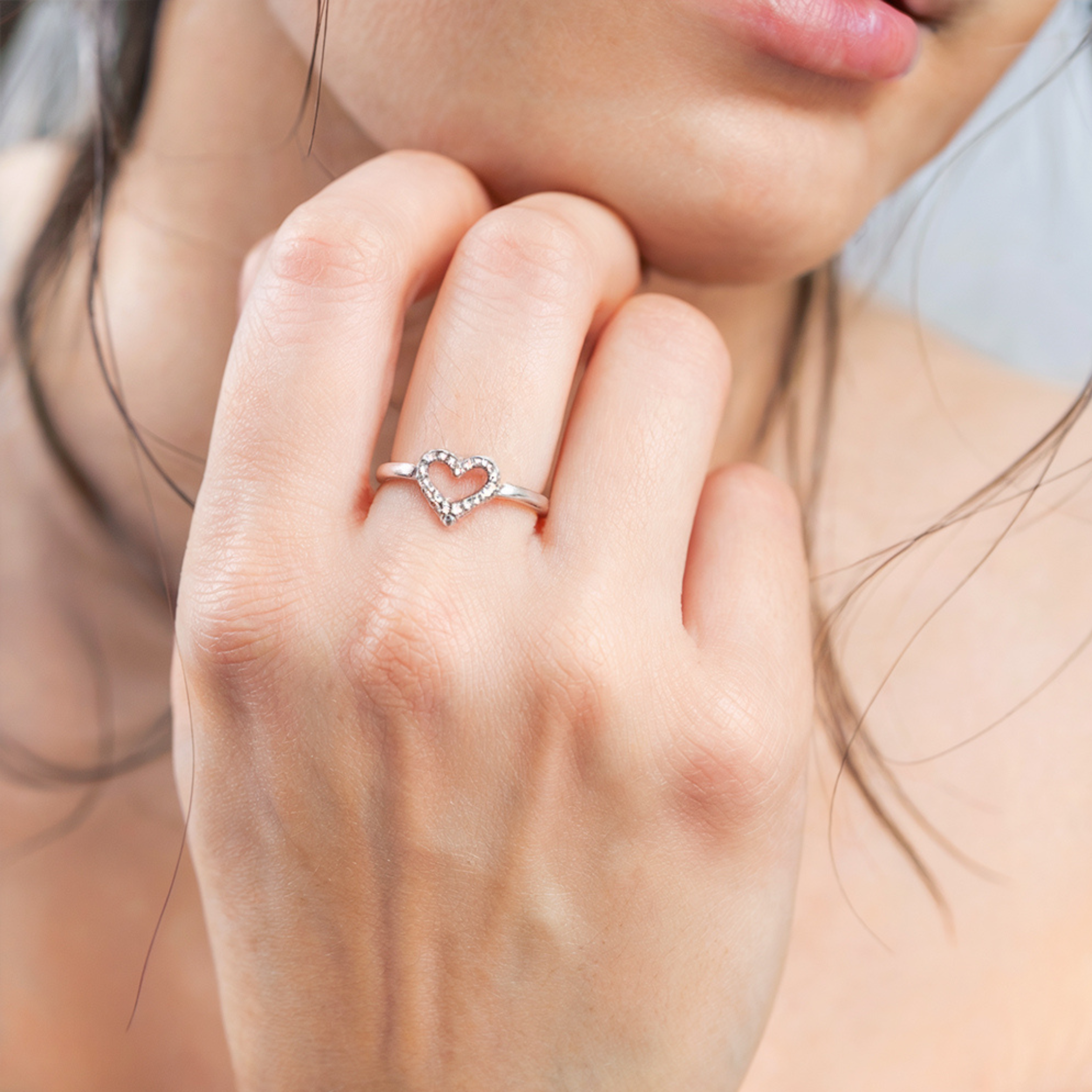 Heart Ring with Accent Diamonds