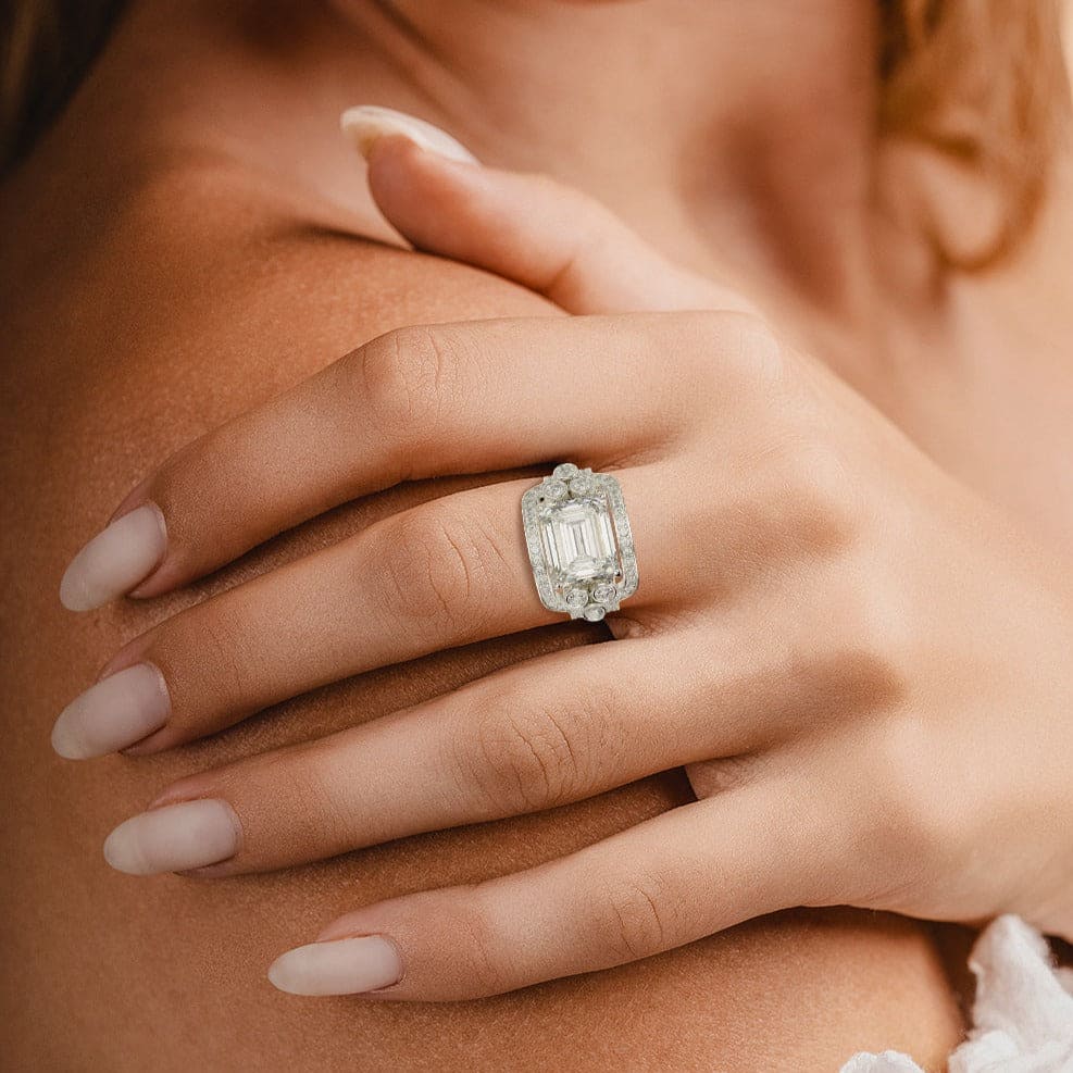 Eternal Love: Emerald-Cut Diamond Ring Set - S925 Sterling Silver