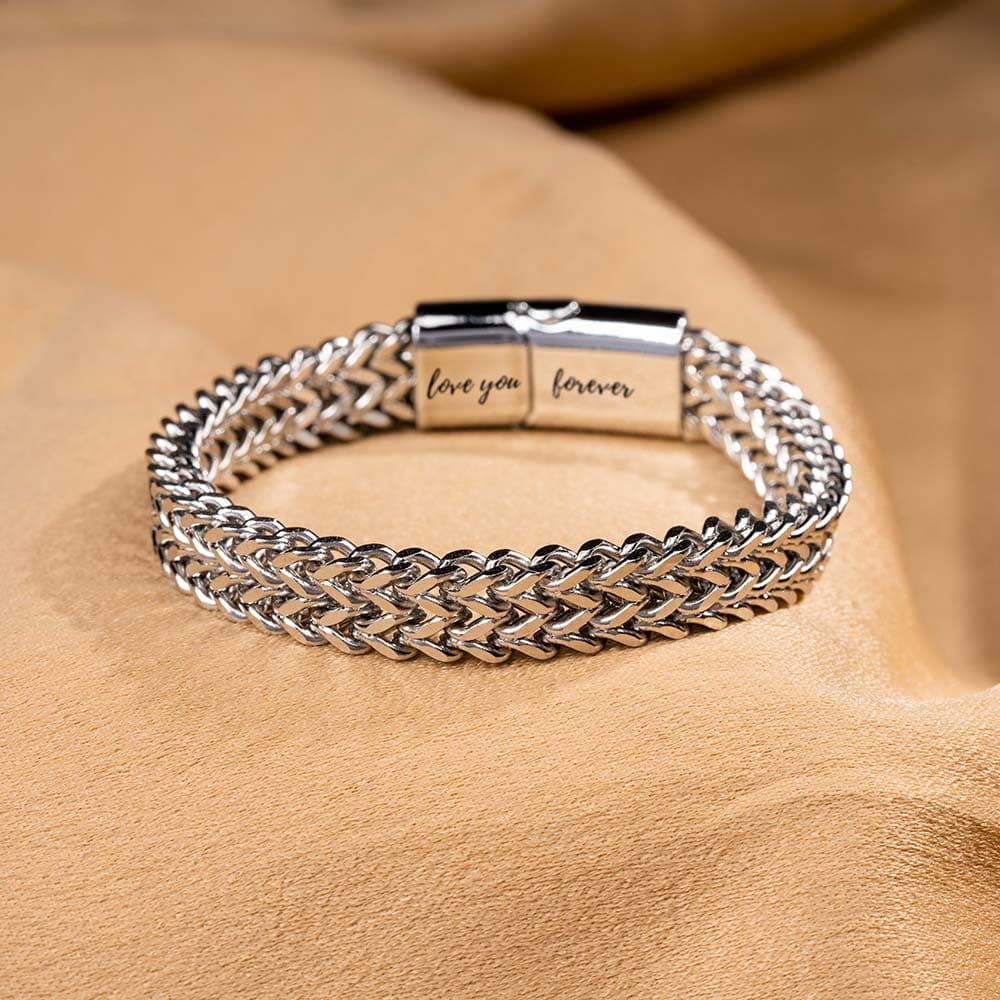 Men's 'Love You Forever' Steel Chain Bracelet