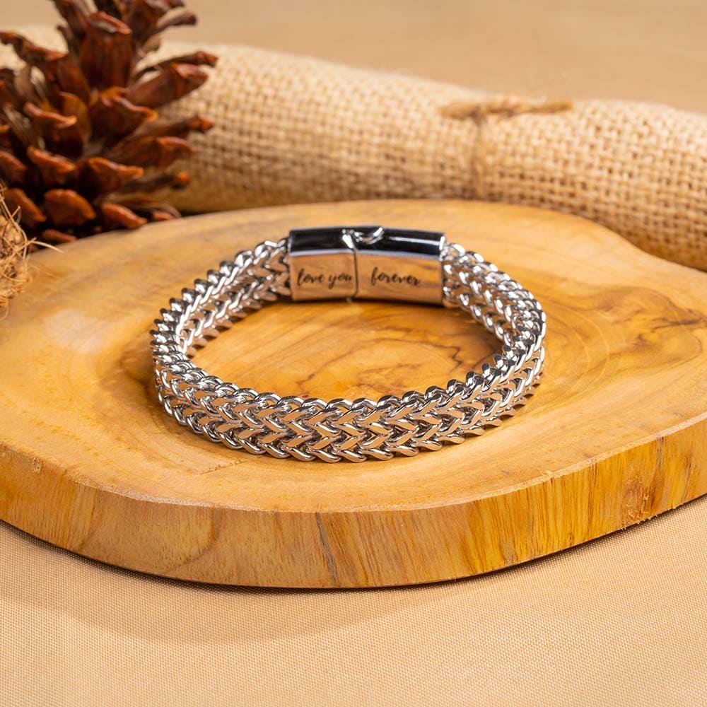 Men's 'Love You Forever' Steel Chain Bracelet