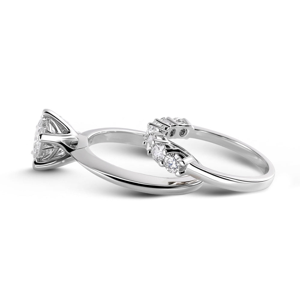 Elegant Round Cut Lab Diamond Ring Set