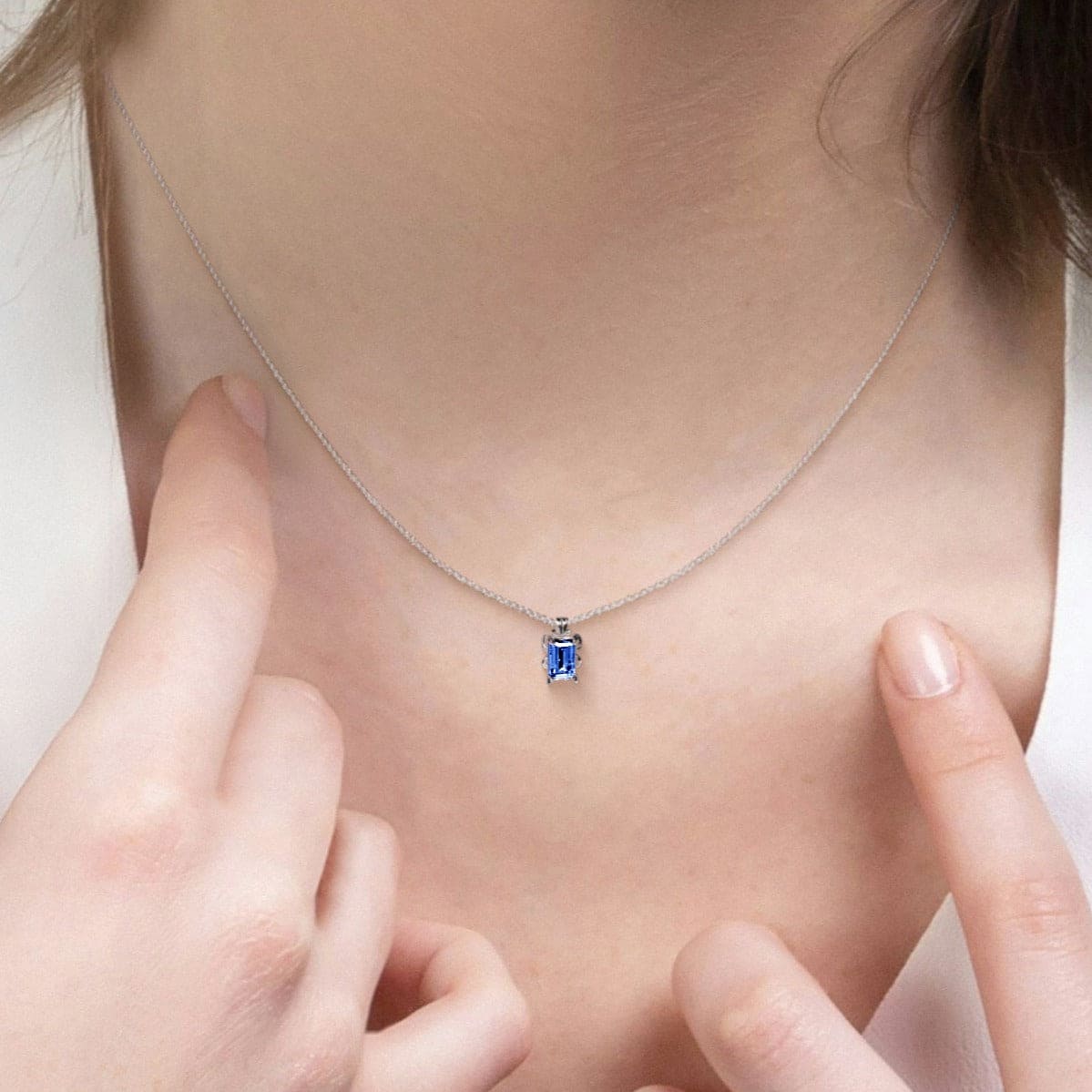 September Sapphire Birthstone Necklace - S925 Sterling Silver