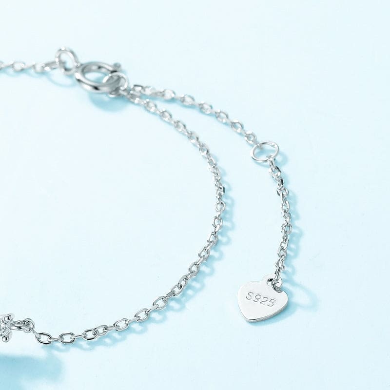 Pulsera con dijes de ágata musgosa natural de corte cuadrado - Plata de ley S925