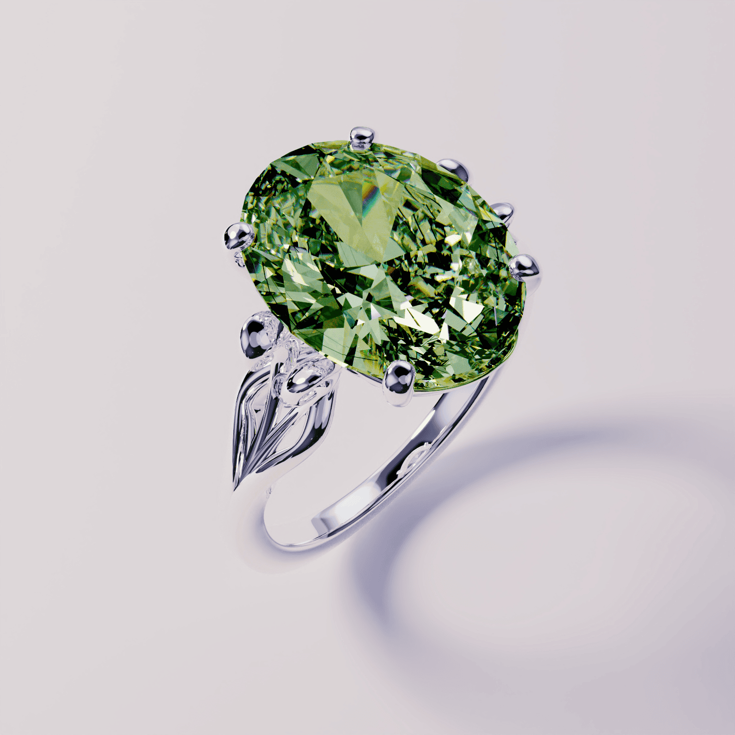 August Peridot Birthstone Ring - S925 Sterling Silver