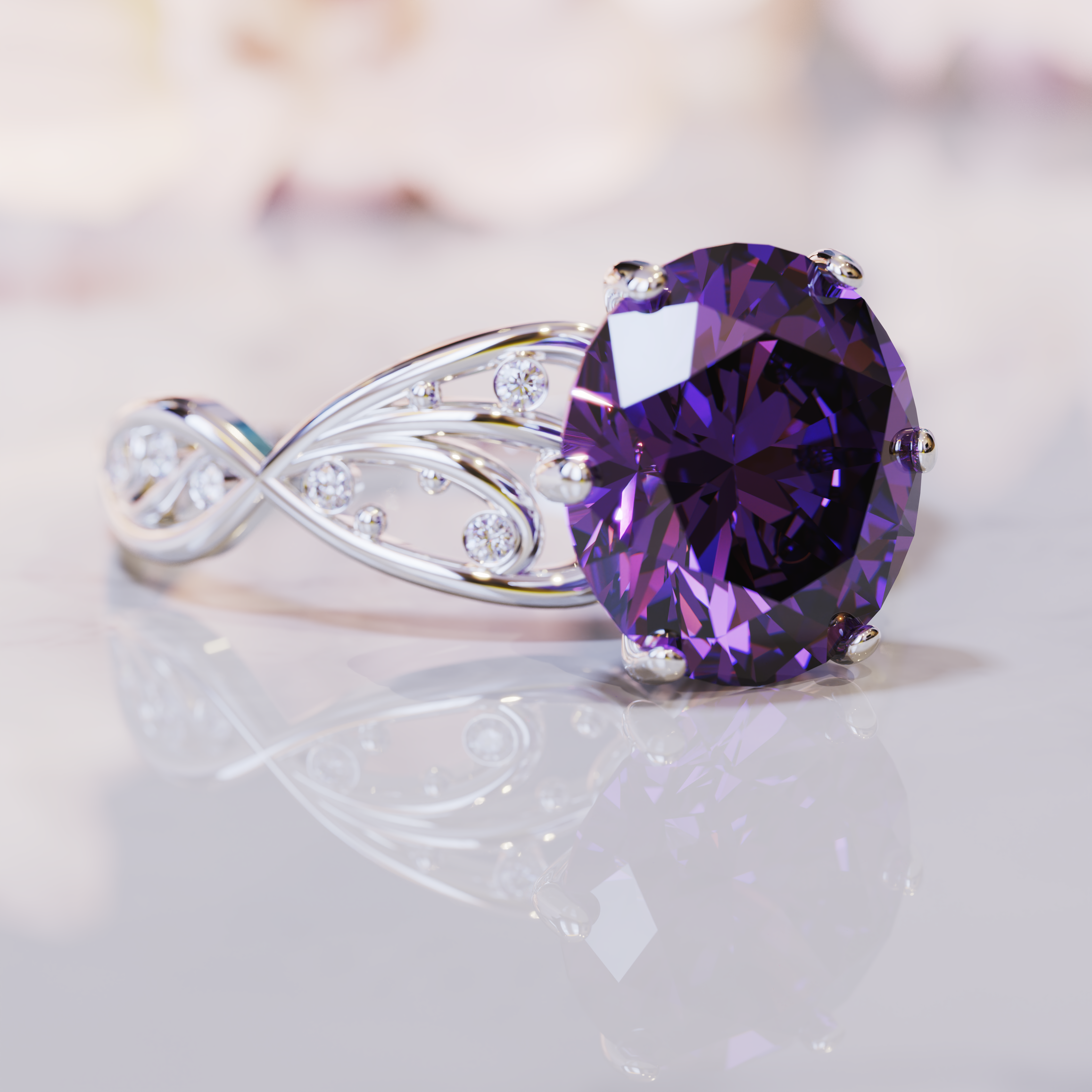 The Alexandria Ring | 2CT Oval Cut Vintage Alexandrite Ring | Alexandrite Engagement Rings