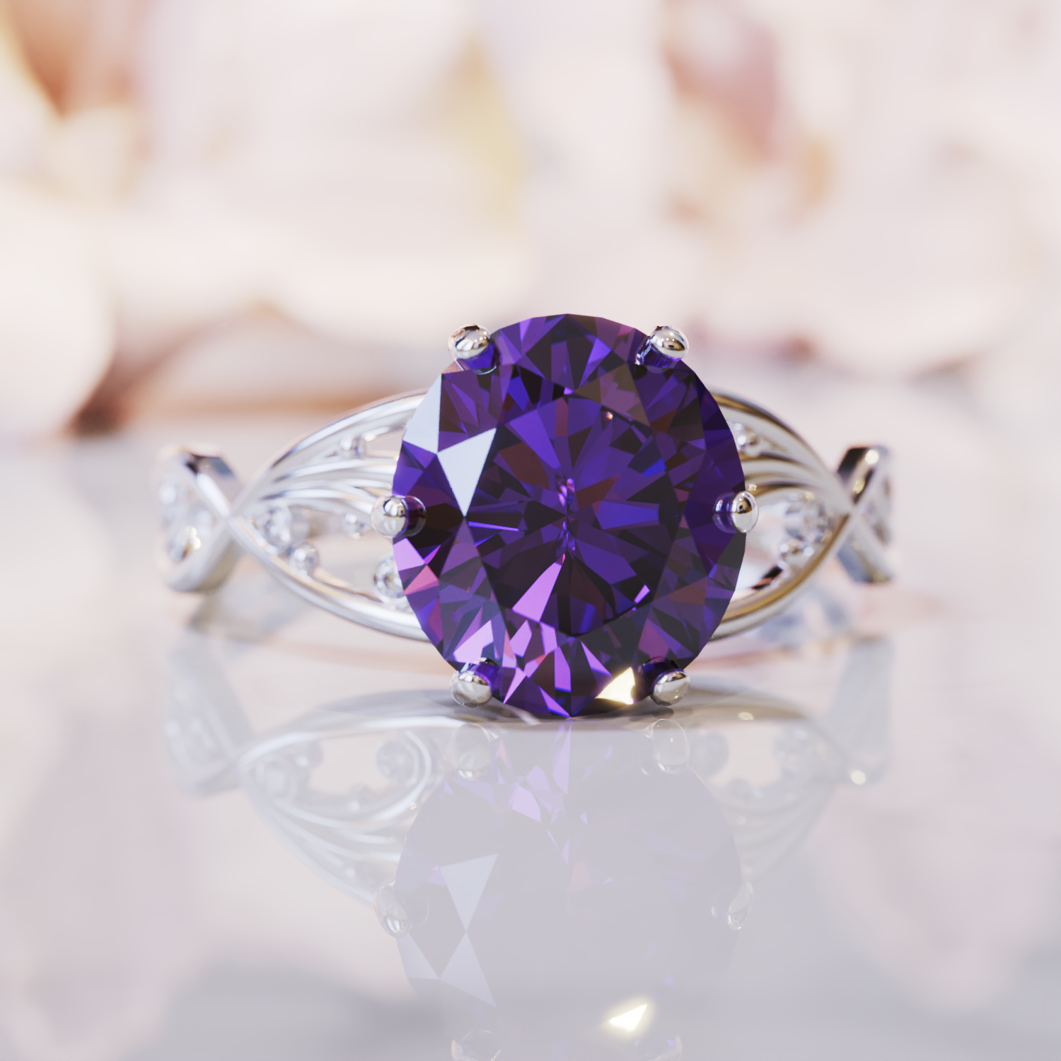 The Alexandria Ring | 2CT Oval Cut Vintage Alexandrite Ring | Alexandrite Engagement Rings