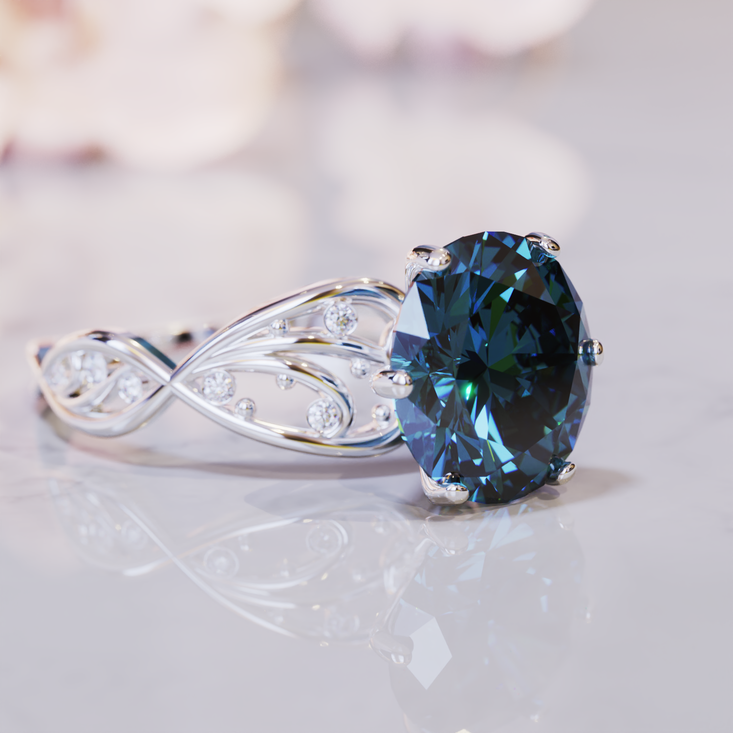 The Alexandria Ring | 2CT Oval Cut Vintage Alexandrite Ring | Alexandrite Engagement Rings