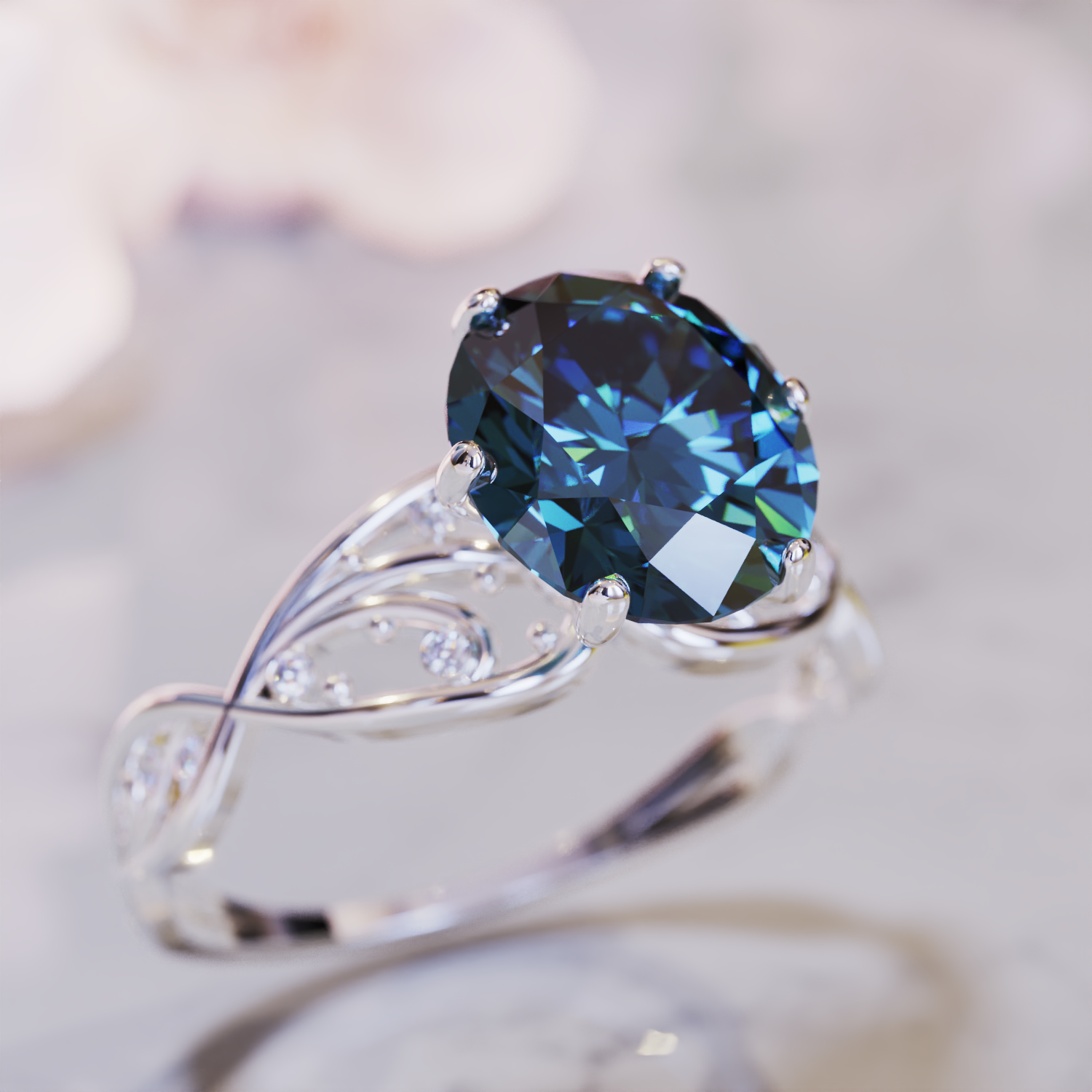 The Alexandria Ring | 2CT Oval Cut Vintage Alexandrite Ring | Alexandrite Engagement Rings