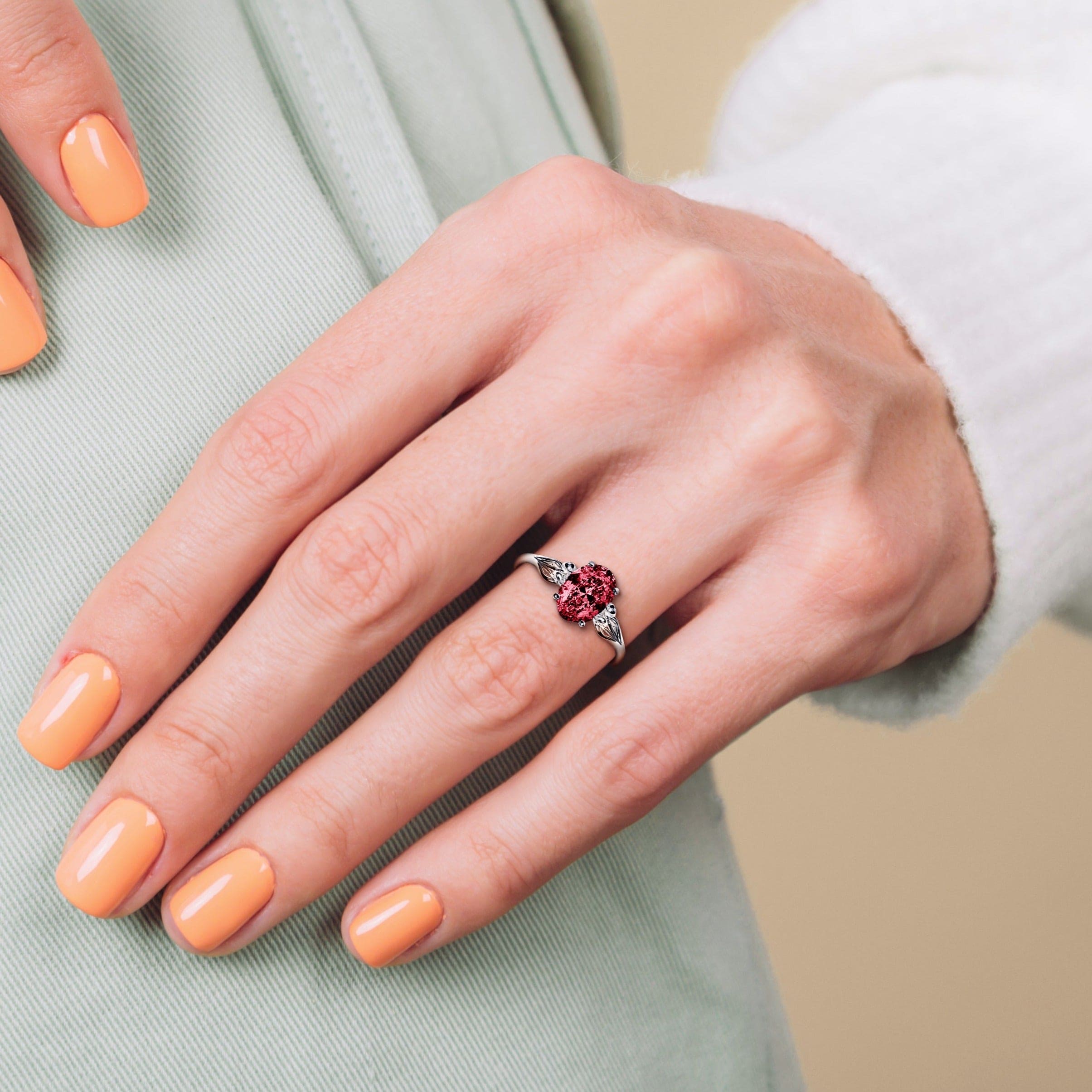 January Garnet Birthstone Ring - S925 Sterling Silver