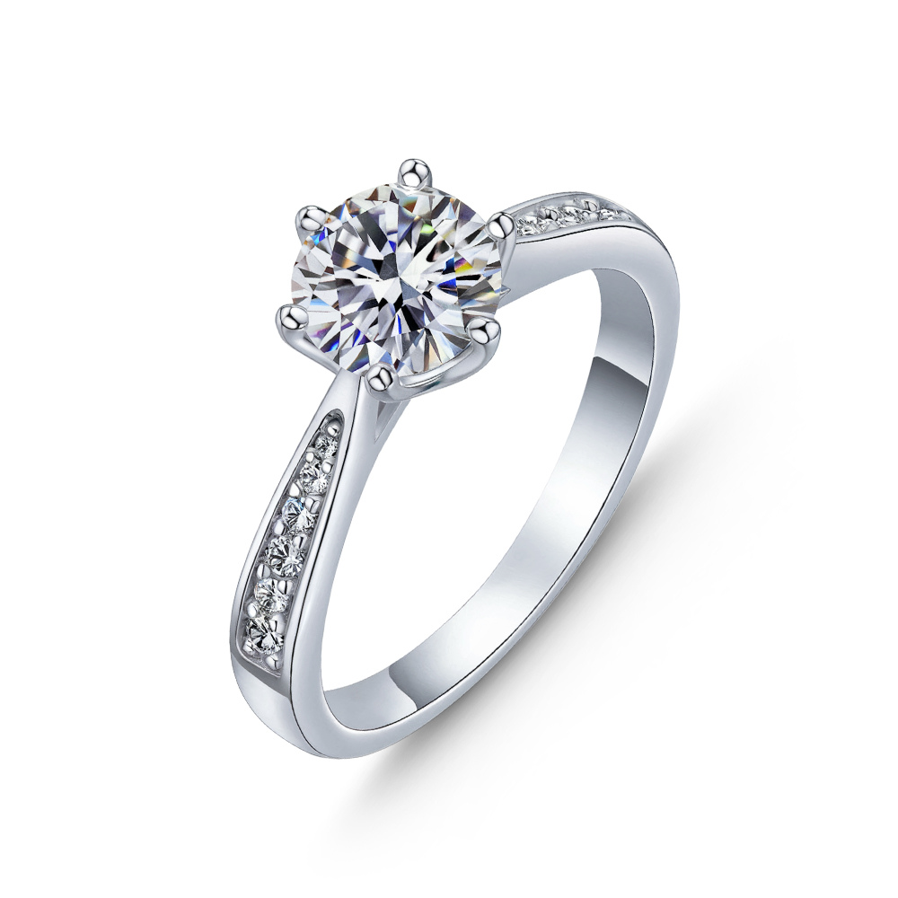 6-Prong 1CT Round Cut Moissanite Ring