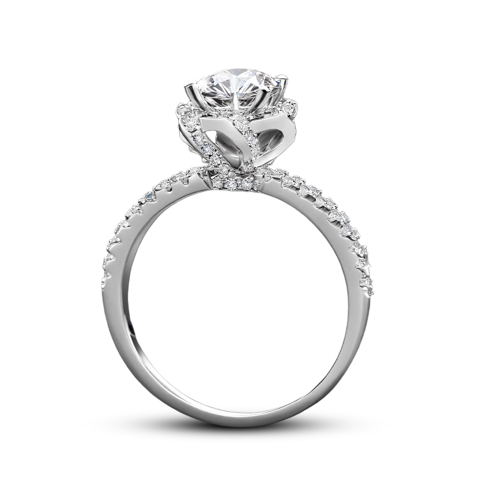 1CT Round Cut Floral Halo Moissanite Ring