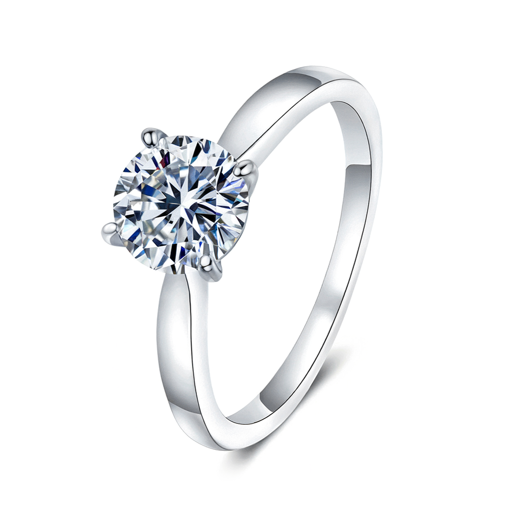 1CT Brilliant Round Cut Solitaire Moissanite Ring