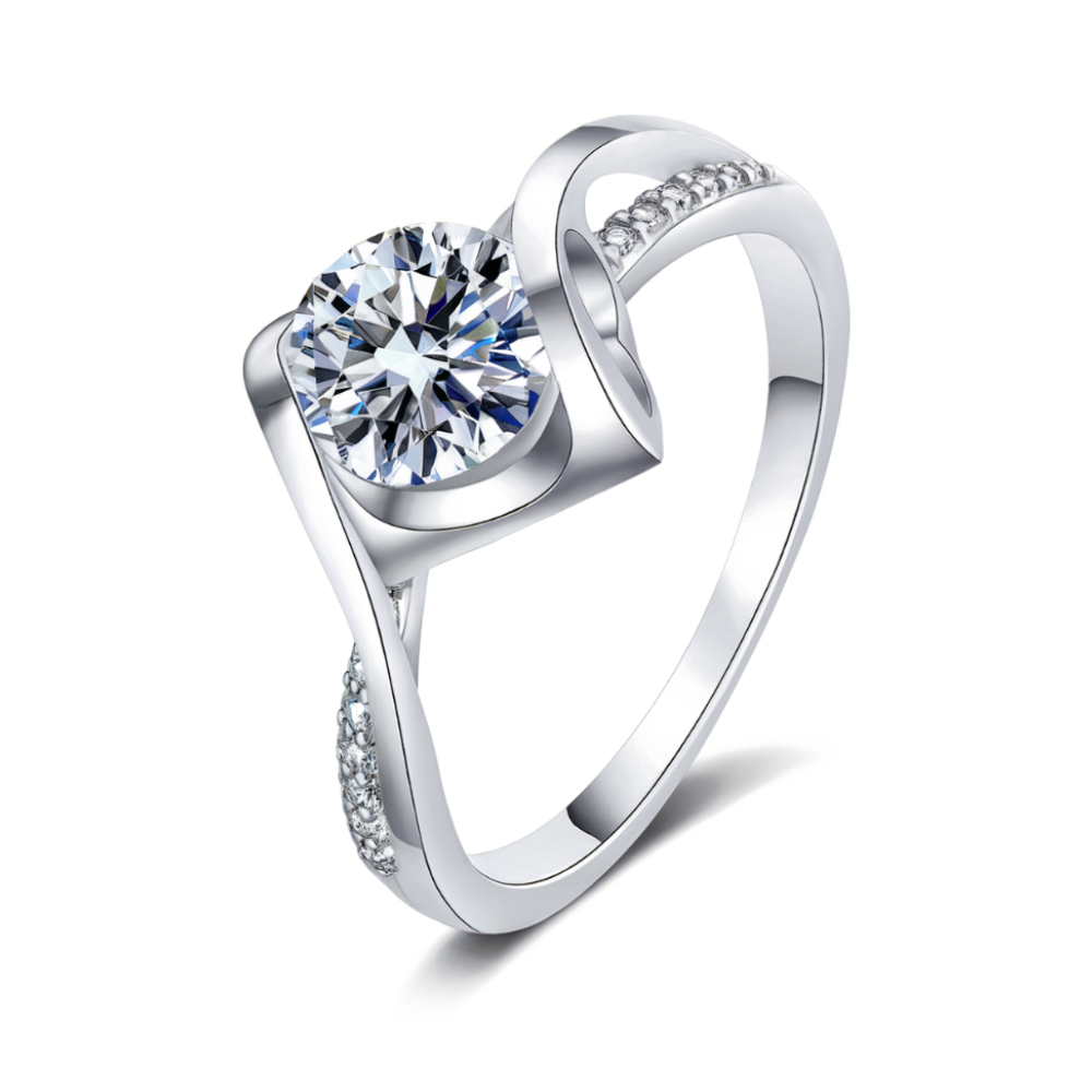 Twisted 1CT Round Cut Moissanite Ring