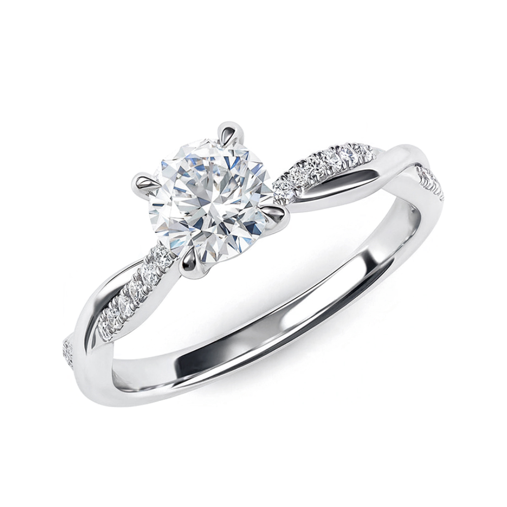 Twisted Band 1CT Round Cut Moissanite Ring