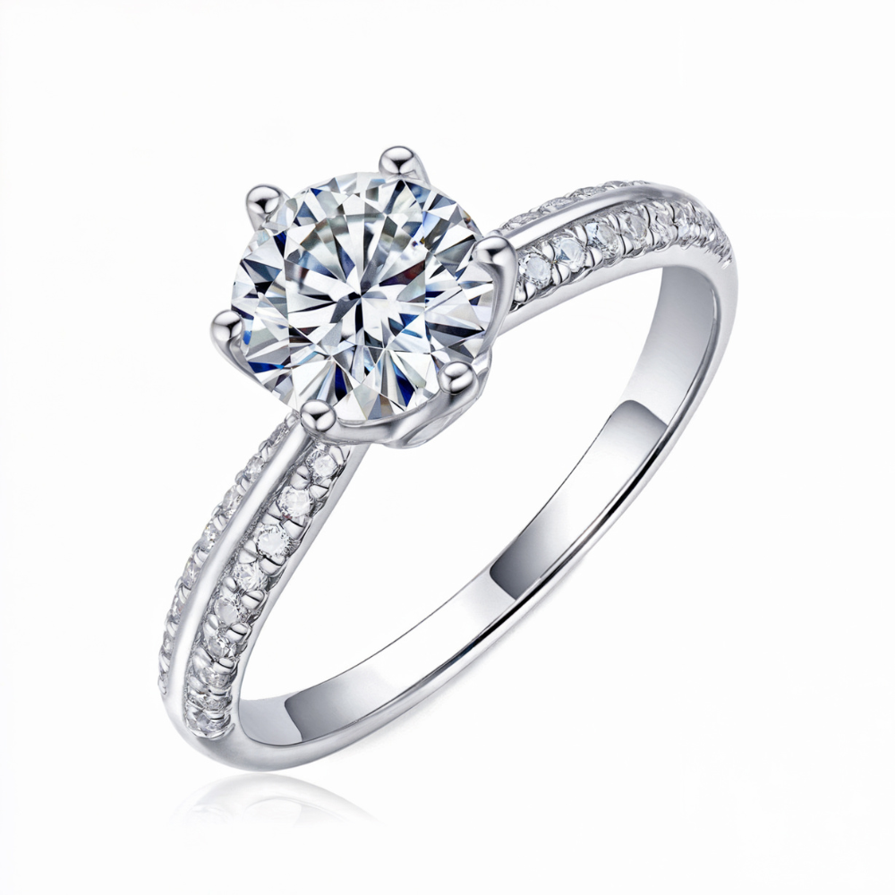 1CT Round Cut Eternity Pavé Moissanite Ring