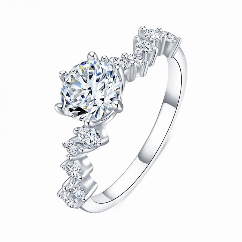 1CT Round Cut Accented Eternity Moissanite Ring