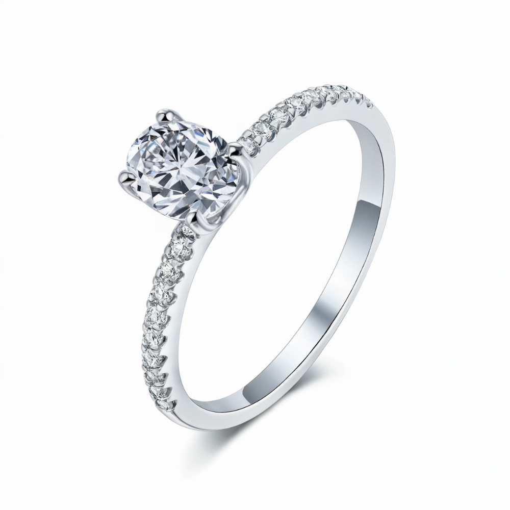 1CT Oval Cut Moissanite Ring