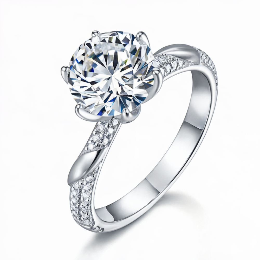 3CT Double Pavé Round Cut Lab Diamond Ring