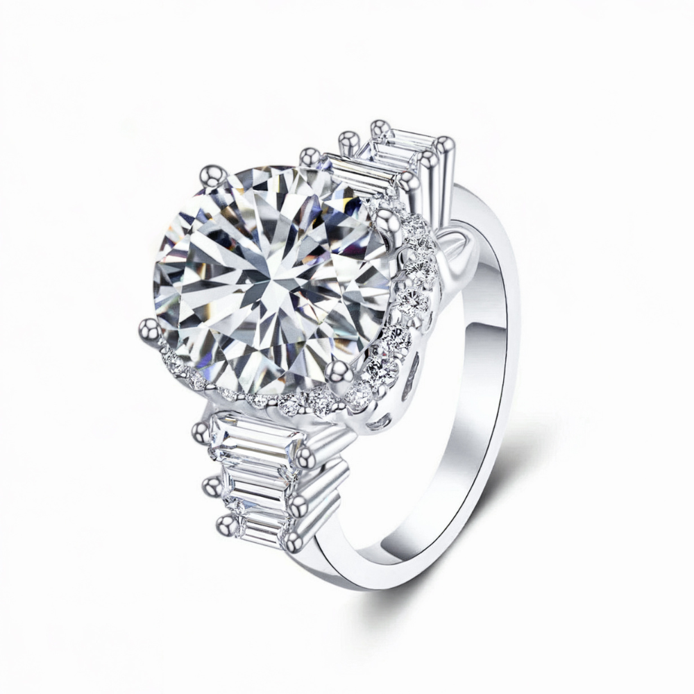 5CT Round Brilliant-Cut Moissanite Ring