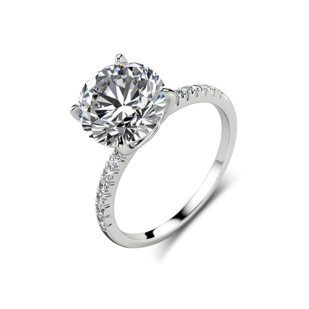 5CT Round Cut Moissanite Ring