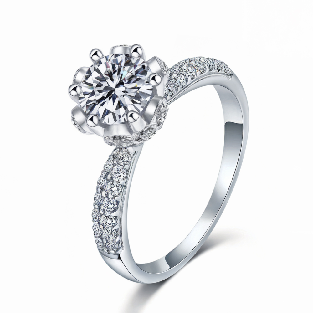 5CT Round Cut Floral Moissanite Ring