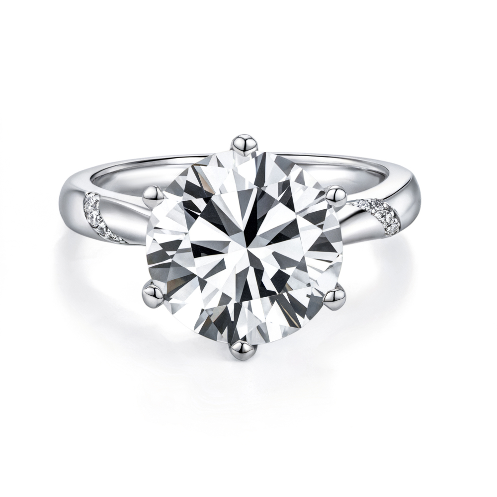 5CT Round Cut Accented Moissanite Ring