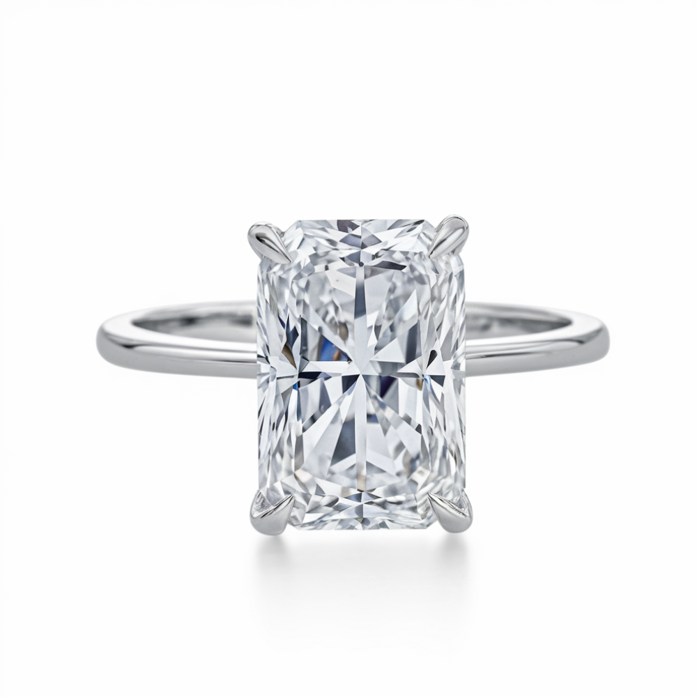 5CT Radiant Cut Solitaire Moissanite Ring