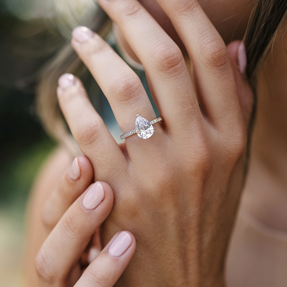 2CT Pear Cut Moissanite Eternity Ring