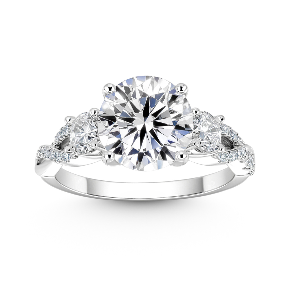 Vintage 3-Stone Round Cut Moissanite Ring