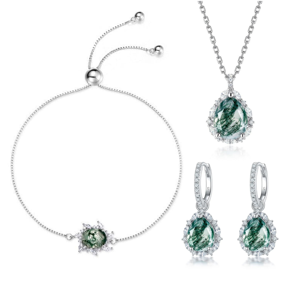 Moss Agate Ethereal Forrest Jewelry Set