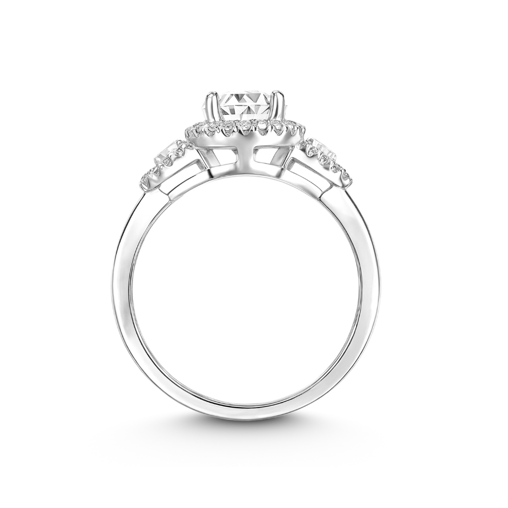 3-Stone Round Cut Halo Moissanite Ring