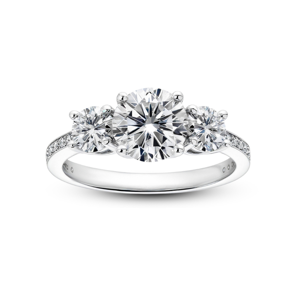 2CT Round Cut 3-Stone Moissanite Ring